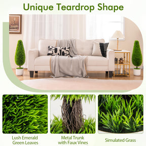 90cm Artificial Cedar Teardrop Shaped Bush Potted Topiary Plant for Home 2 Pack