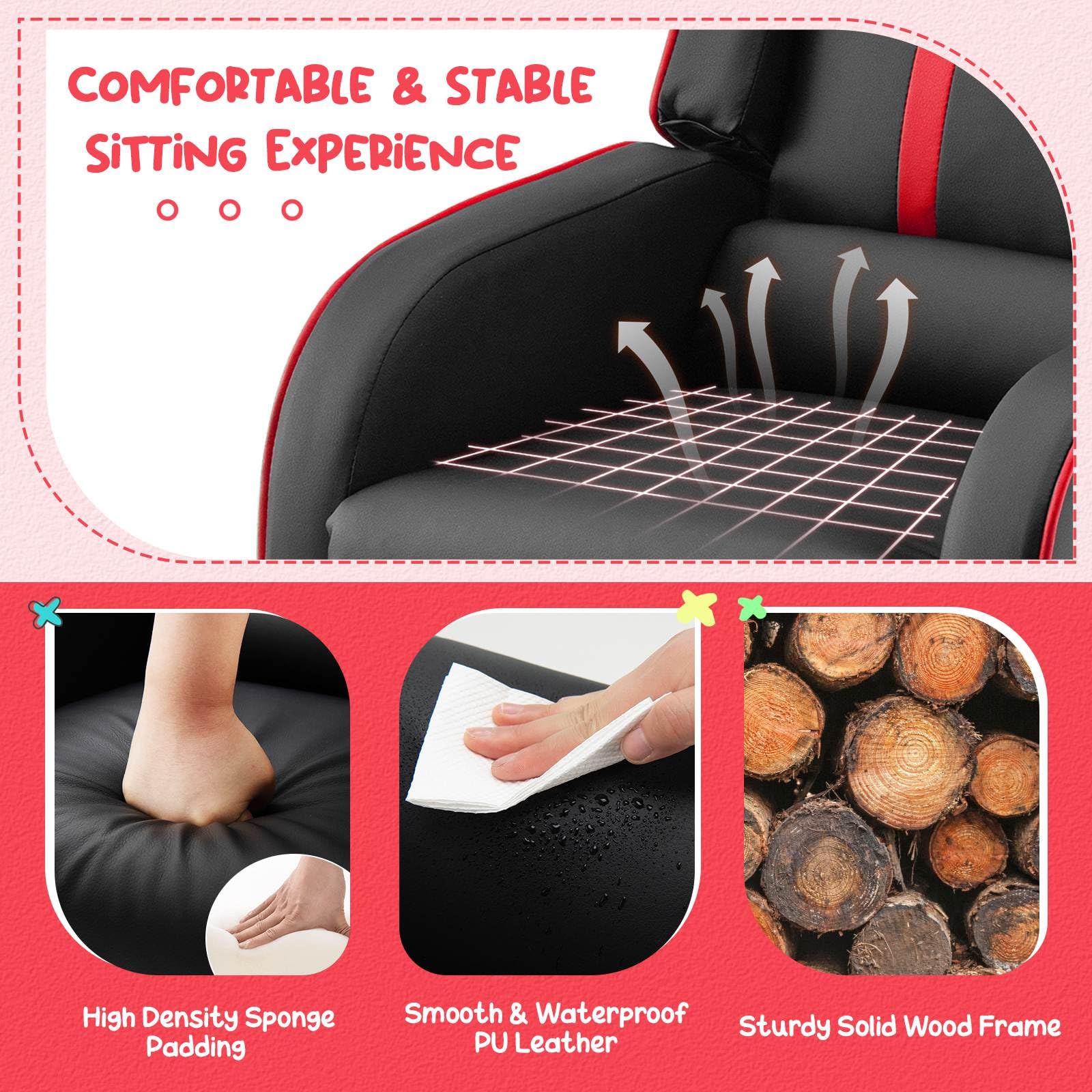 Kids Recliner Chair with Side Pockets