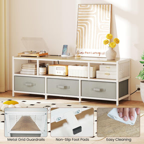 3-Tier Media Entertain Center with Power Outlets USB Charging