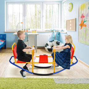 Kids Seesaw Teeter Totter, Metal Rocking Seesaw Heavy Duty Indoor Outdoor Playground Equipment for Toddlers