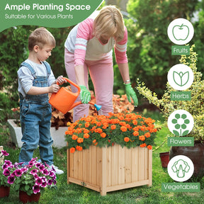 Fir Wood Raised Garden Bed, Outdoor Elevated Planter w/Drainage Hole