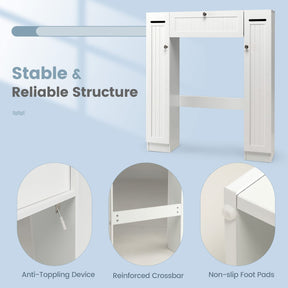 Giantex Over The Toilet Storage Cabinet, Freestanding Toilet Organizer w/Adjustable Shelves & Toilet Paper Holders, White