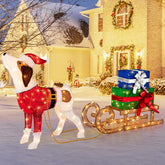 Lighted Christmas Decorations, 170 Warm Bright Lights Outdoor Pre-lit Xmas Dog & Sleigh & Gift Boxes Combo