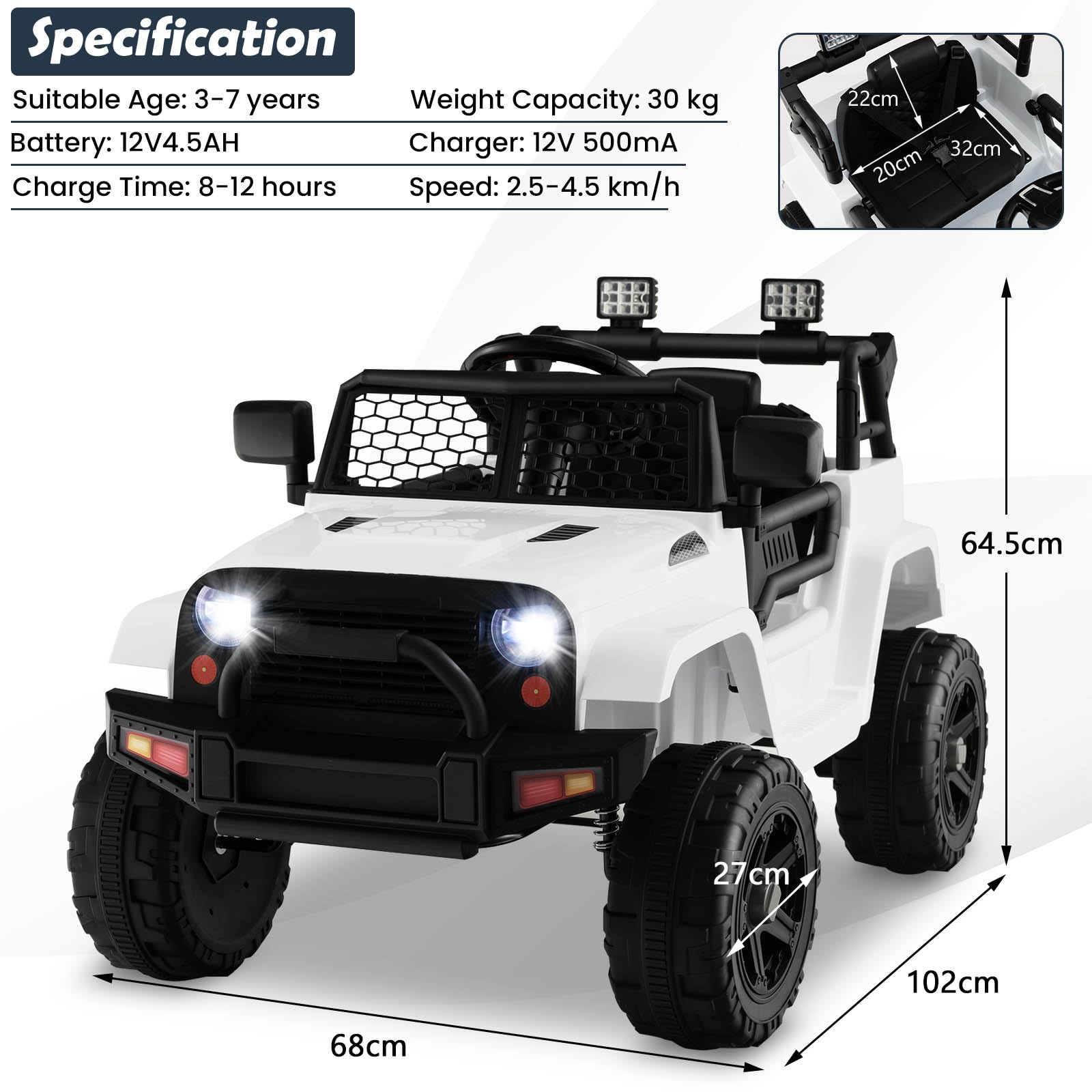 12V Ride On Truck Battery Powered Electric Ride On Car with Remote Control for Kids