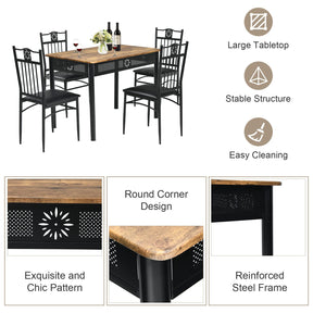 Giantex 5 Pieces Dining Table Set, Modern Kitchen Table Set for 4 Person, Bistro Table Set for Home