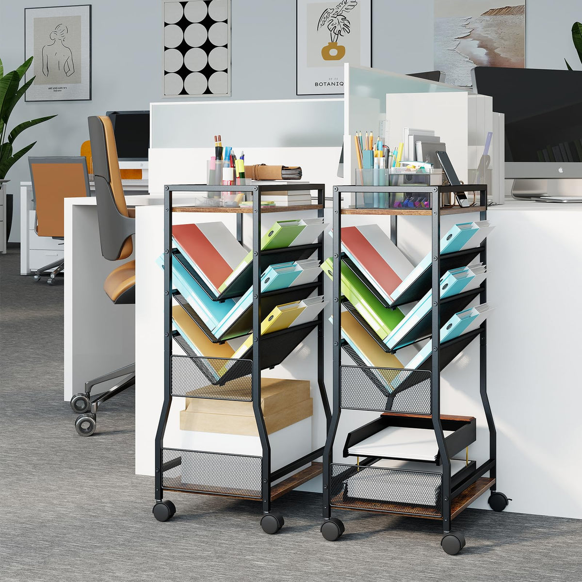 Rolling File Utility Cart w/ 2 Drawers, Lockable Wheels for Home Office
