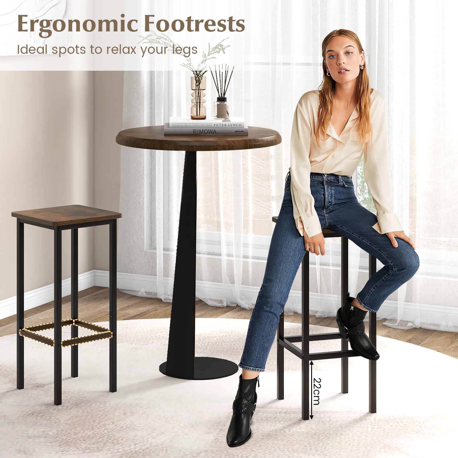 72cm Bar Chair with Metal Legs & Footrest