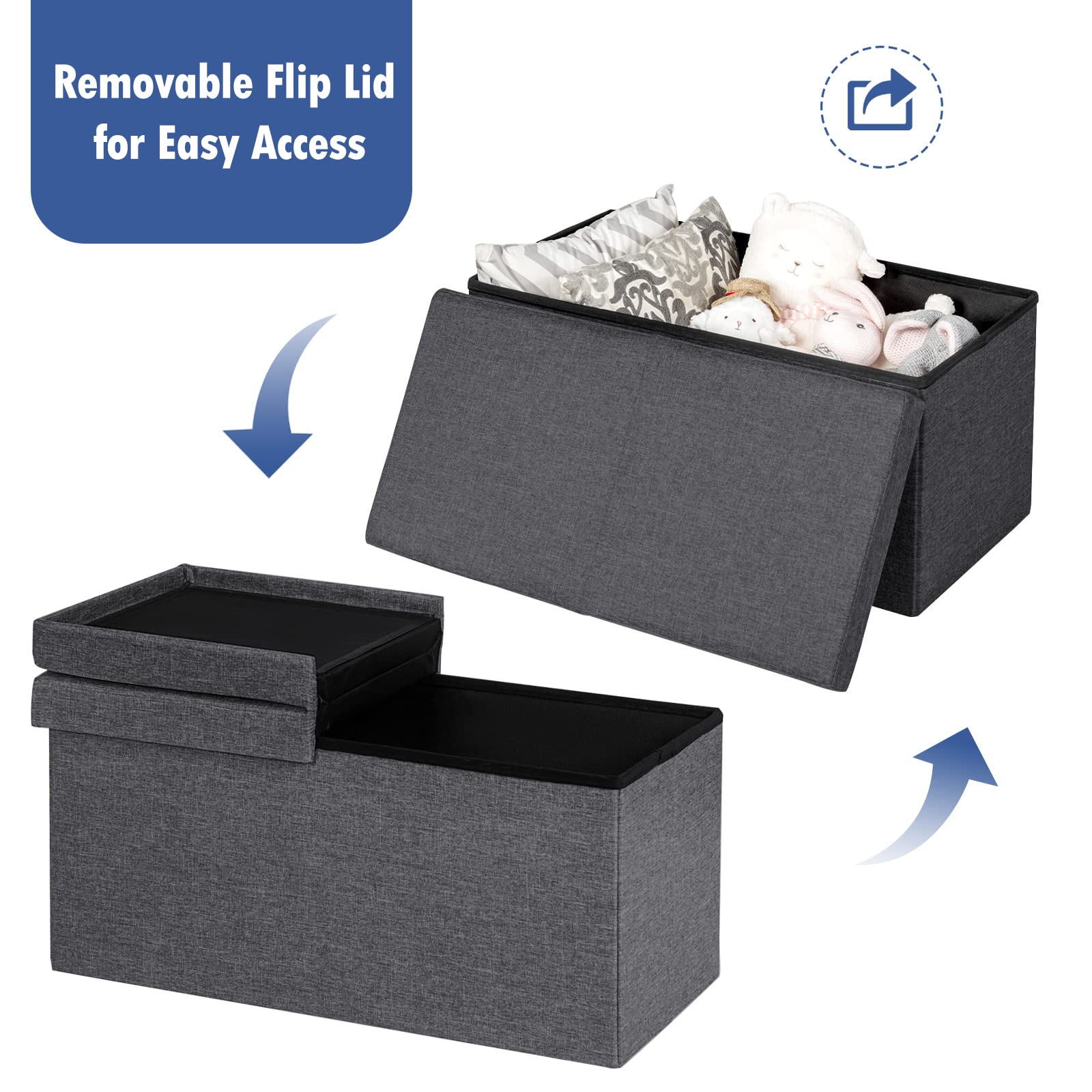 Giantex Storage Ottoman, Upholstered Chest Bench w/Storage Space