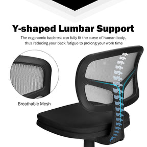 Giantex Low-Back Office Chair, Armless Computer Chair w/Y-Shaped Support