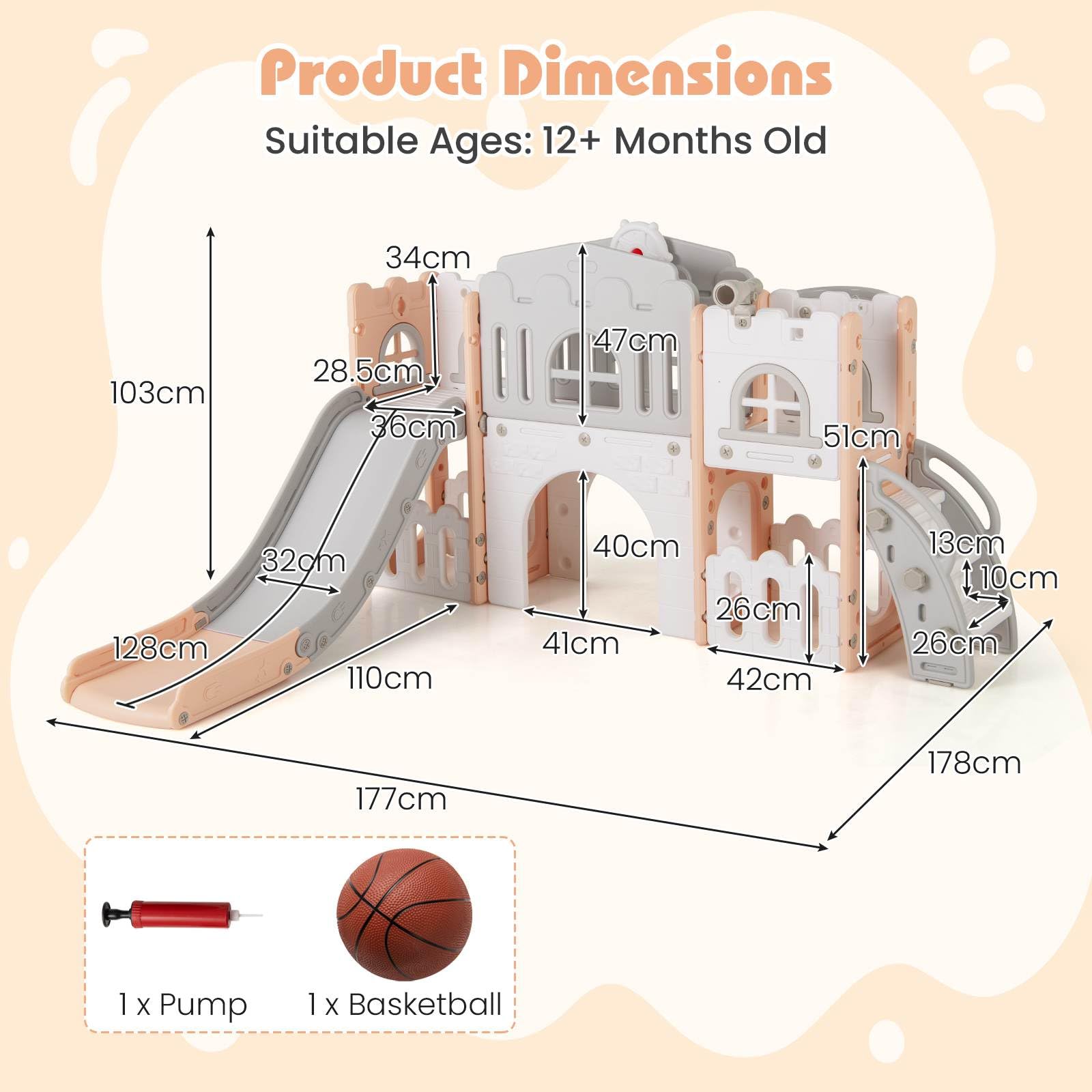 HONEY JOY All in 1 L-Shaped Slide for Toddlers Age 1-3