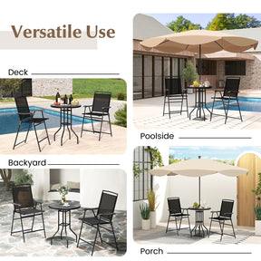 3 PCS Outdoor Bar Stool Set, Bistro Furniture with DPC Tabletop