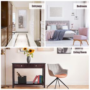 Giantex Console Table with Drawers 3-Tier Couch Table with Storage Shelves