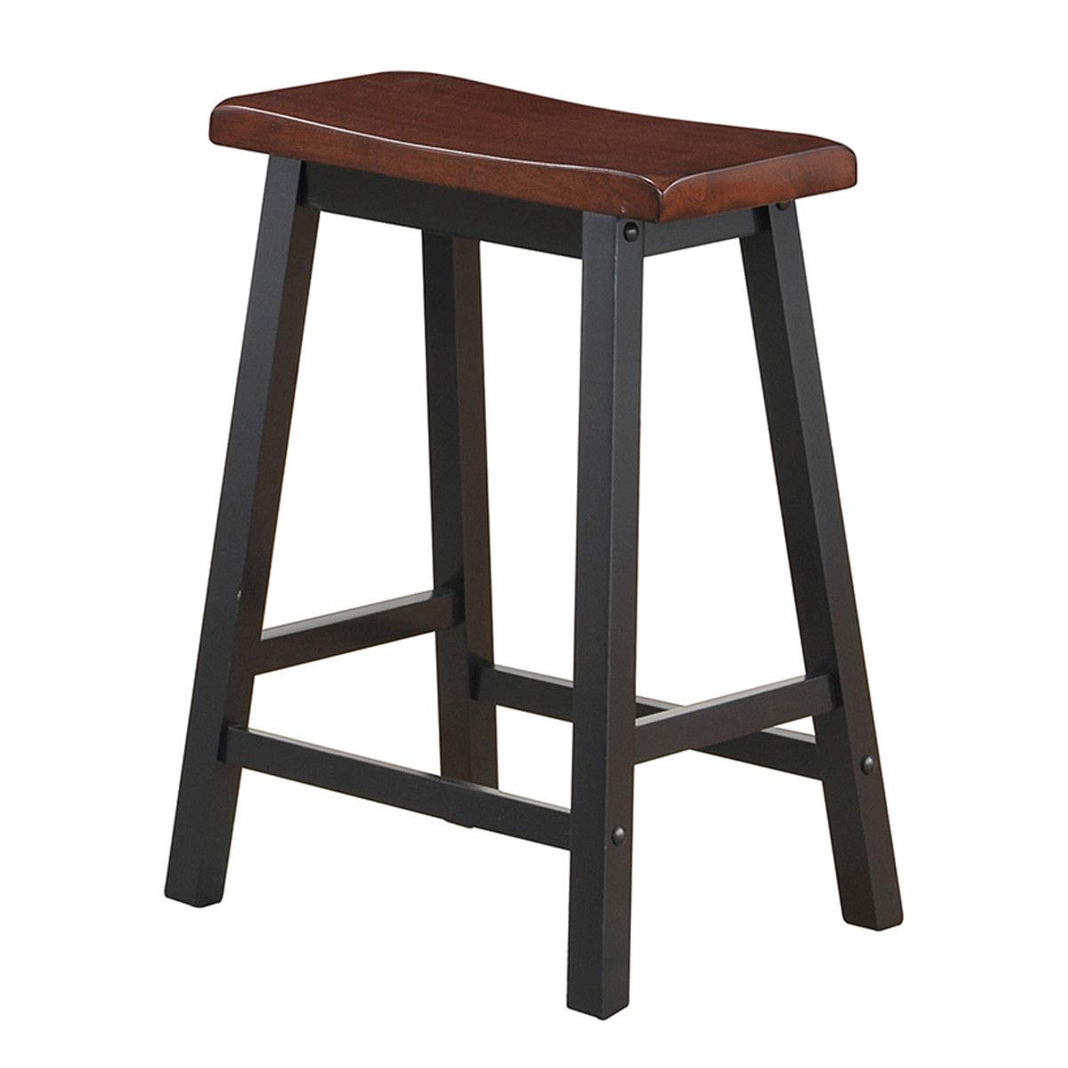 Giantex Set of 2 Bar Stools, Saddle Seat Pub Chair, Wood Vintage Counter Height Stool