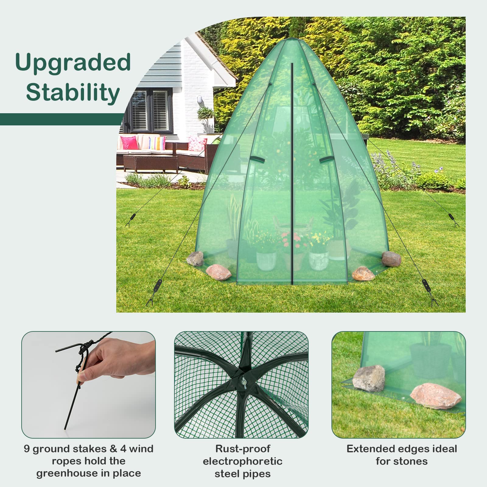 Mini Greenhouse for Indoor & Outdoor, Portable Walk-in Greenhouse w/ Waterproof PE Cover