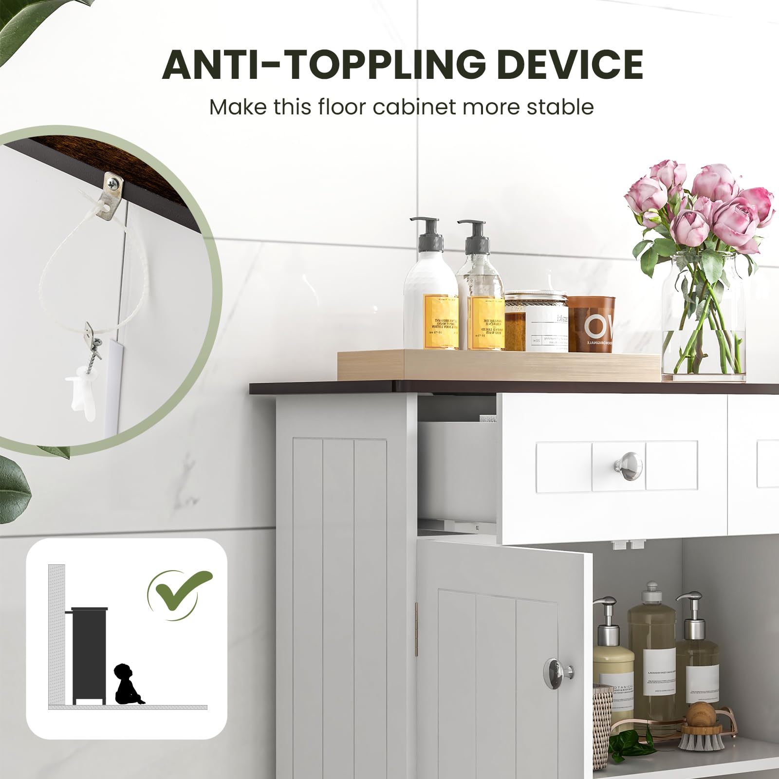 Giantex Bathroom Floor Cabinet, Freestanding Storage Organizer with 2 Drawers