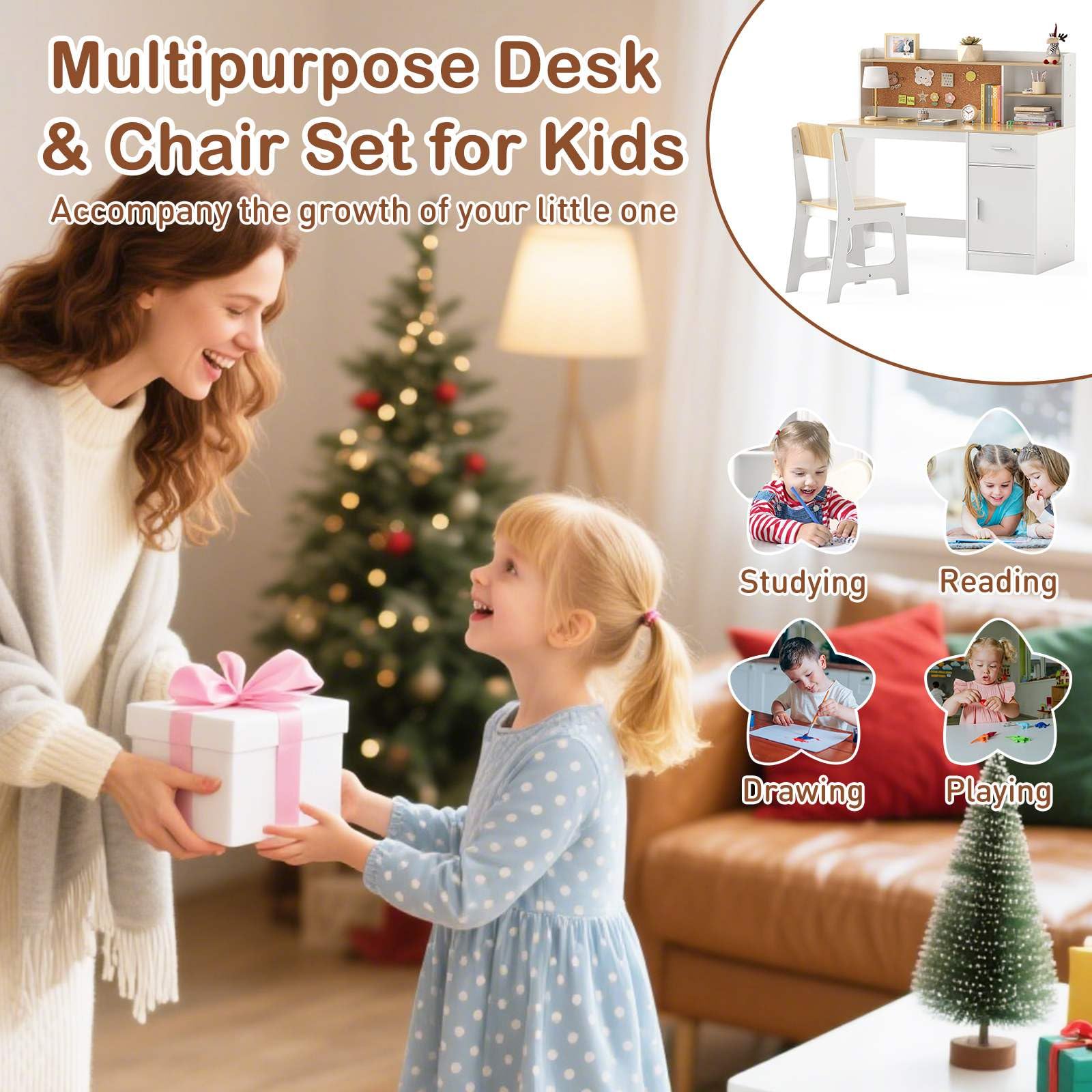 Kids Study Desk and Chair Set