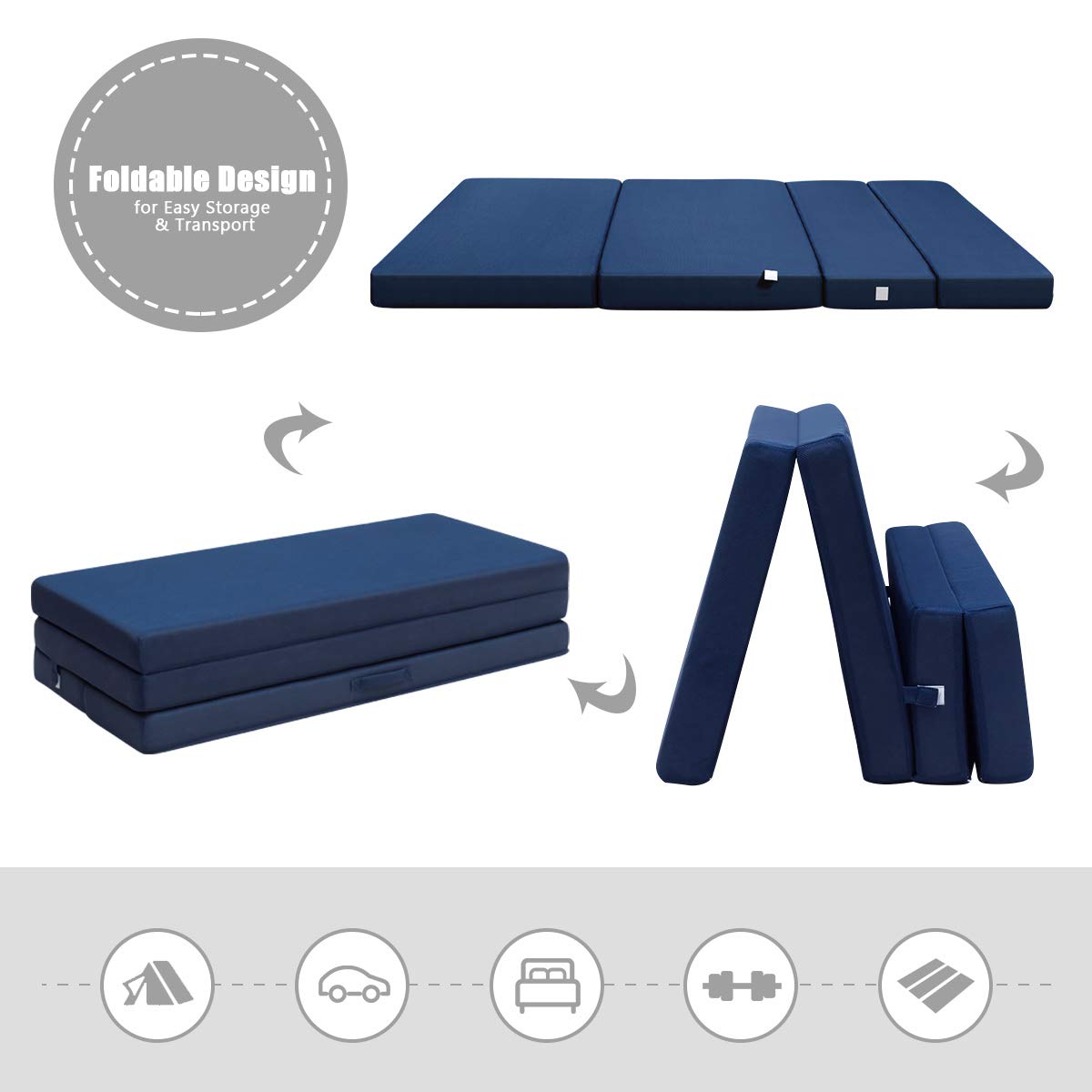 Giantex 10cm Folding Mattress, Portable Sofa Bed Play Mat for Guests Kids