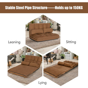 Giantex Adjustable Floor Sofa 6-Position Foldable Lazy Sofa Bed with Detachable Cloth Cover