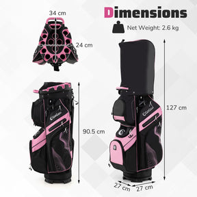 Golf Cart Bag, Molded Lock Top Golf Bag w/14-Way Full Length Dividers