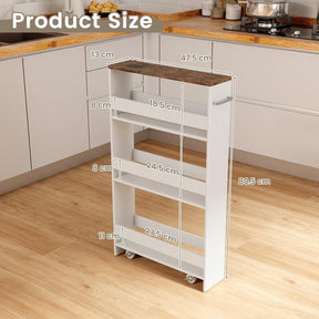 Slim Storage Cart w/Handle, 4-Tier Slide Out Utility Cart