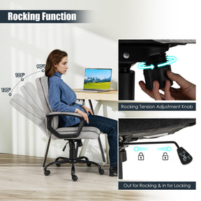 Height-Adjustable Office Chair Ergonomic Computer Armchair w/Rocking Function