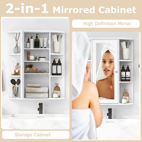 Giantex Bathroom Medicine Cabinet with Mirror, Wall Mounted Storage Cabinet w/Single Mirror Door