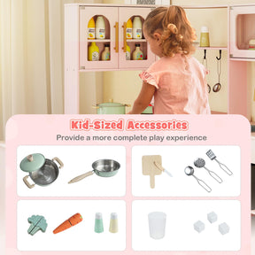 Corner Kitchen with Lights and Sounds, Interactive Wooden Playset w/Retractable Countertop