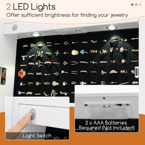 Giantex Freestanding Jewelry Cabinet, Lockable Jewelry Armoire w/Full-Length Mirror & LED Lights