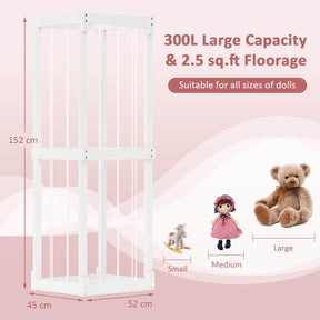 300L Large Stuffed Animal Storage, Space-saving Plush Toy Cage w/Open Top & Elastic Cords