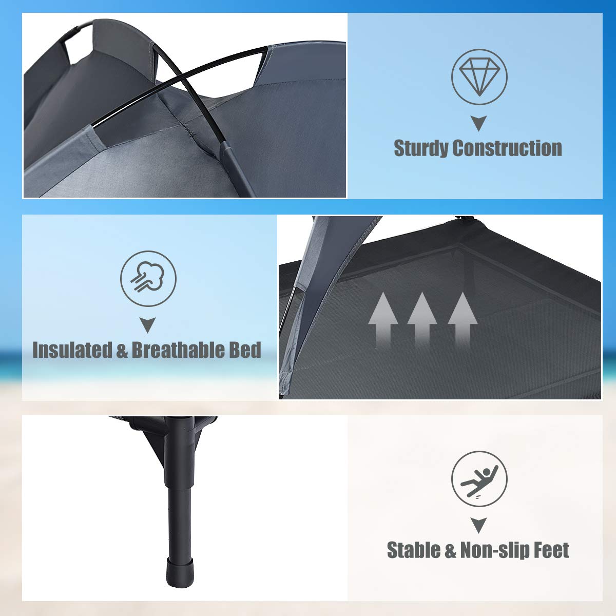 Waterproof & UV Protection Cooling Bed Tent for Pet Indoor and Outdoor Use (105 cm X 86 cm X 87 cm (L X W X H))