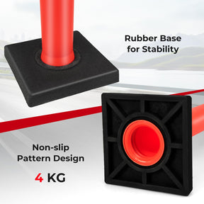 3 Pack Traffic Delineator Post, 114.5 cm Safety Traffic Barrier with Rubber Base