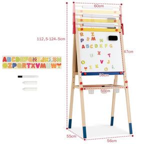 BABY JOY Kids Art Easel, 3 in 1 Double Sided Adjustable Chalkboard & Whiteboard