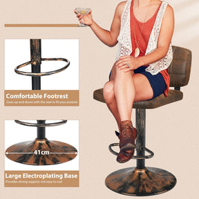 Giantex Set of 2 Barstools, Vintage Leather Bar Stools Swivel Gas Gift Counter Chair, Retro Brown (Set of 2)