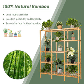 Bamboo Plant Stand, 5 Tier 12 Potted Plant Shelf