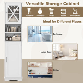 Tall Bathroom Cabinet Freestanding Storage Cupboard Narrow Corner Floor Cabinet
