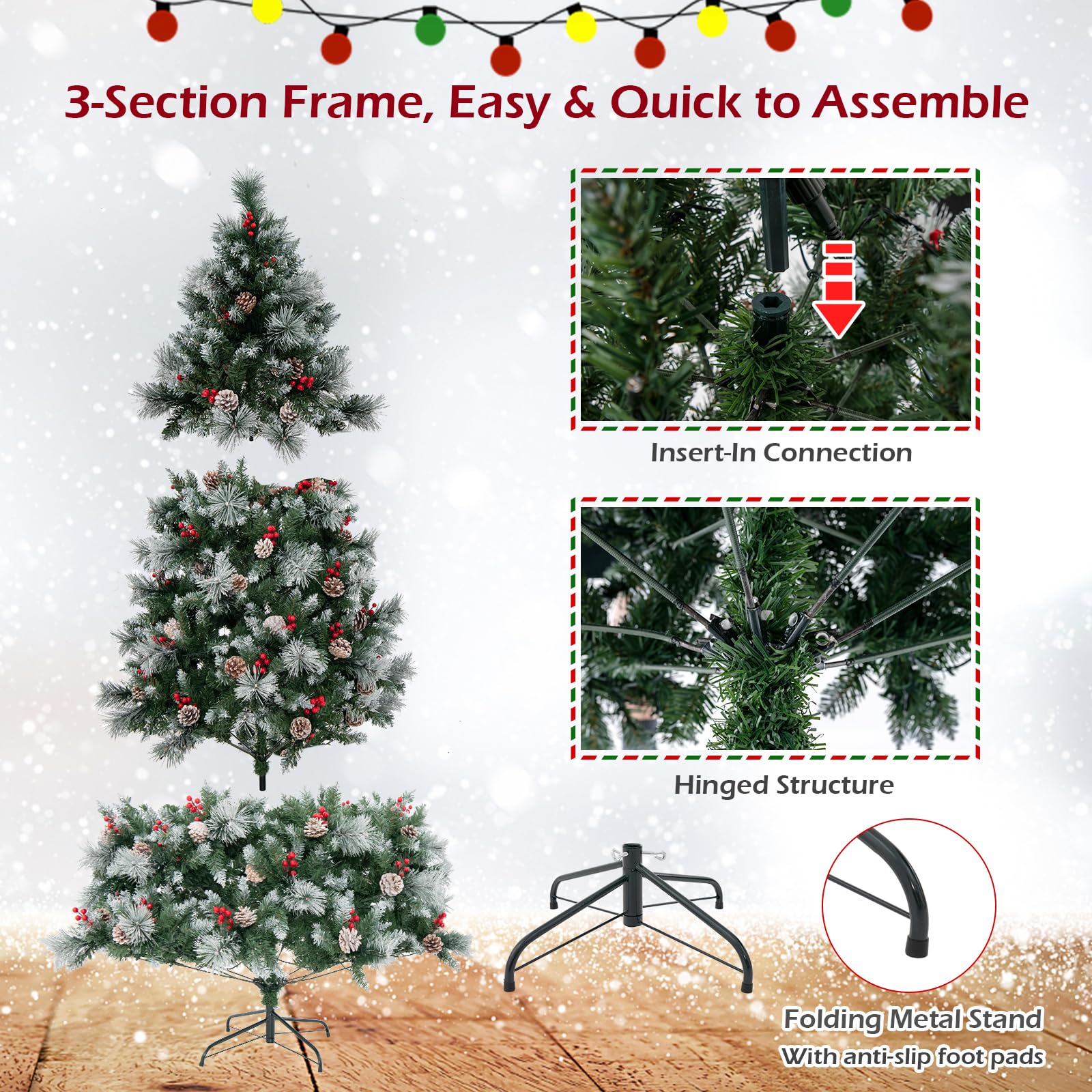 2.15M Pre-Lit Christmas Tree with Pine Needle