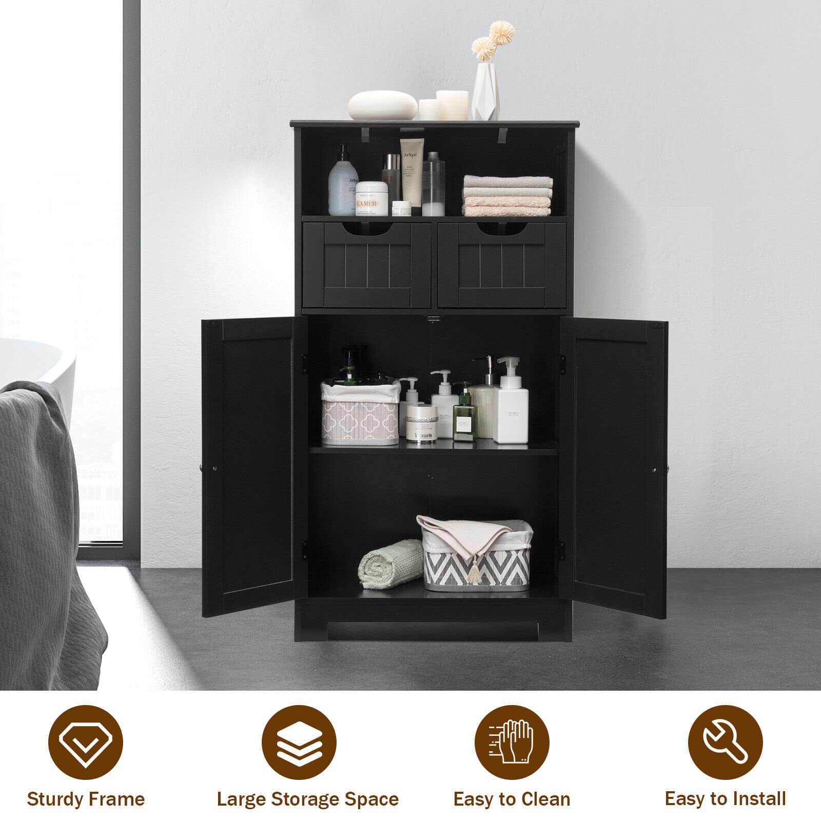 Giantex Bathroom Floor Cabinet, Storage Cabinet, Standing Cupboard for Kitchen