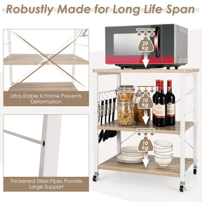 3-Layer Kitchen Rolling Cart with 4 Universal Wheels for Kitchen, Living Room, Entryway