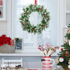 60cm Christmas Wreath, Artificial Pre-lit Lighted Christmas Wreath