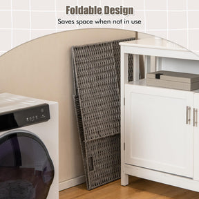 110 L Laundry Hamper with Lid, Hand-woven Rattan Laundry Basket with Convenient Handles & Removable Liner Bag