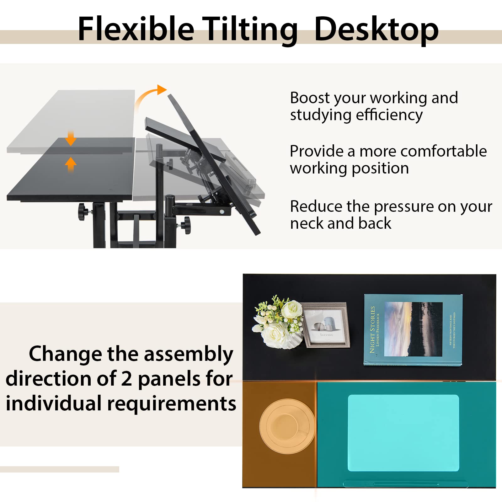 Giantex Mobile Stand up Computer Desk, Rolling Standing Laptop Cart with 2 Tilting Desktops