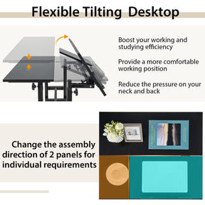 Giantex Mobile Stand up Computer Desk, Rolling Standing Laptop Cart with 2 Tilting Desktops