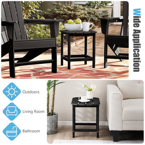 46cm Adirondack Outdoor Side Table, Weather Resistant End Table, Outdoor Tea Table for Patio, Backyard