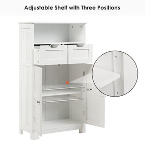 Bathroom Floor Cabinet, Storage Cabinet w/One Open Shelf Two Doors and Two Adjustable Drawers