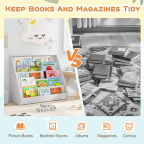5 Tier Kids Bookshelf, Toddler Book Display Storage Shelves, Floor Toy Book Case Magazine Rack