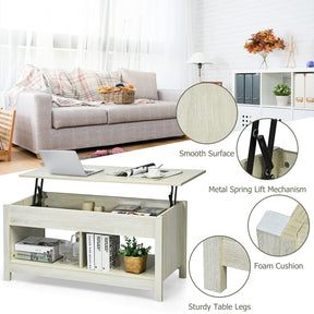 Giantex Lift Up Top Coffee Table, Wood Living Room Table w/ Hidden Storage Shelf & Open Compartment