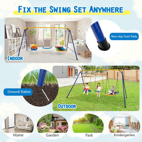 300 KG Indoor & Outdoor Swing Set, Heavy Duty Carbon Steel Swing Frame w/ 1 Belt Swing