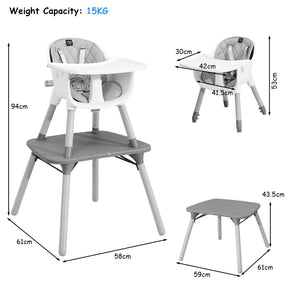 5 in 1 Convertible Baby High Chair, Infant Dining Chair Booster Seat w/Removable Tray