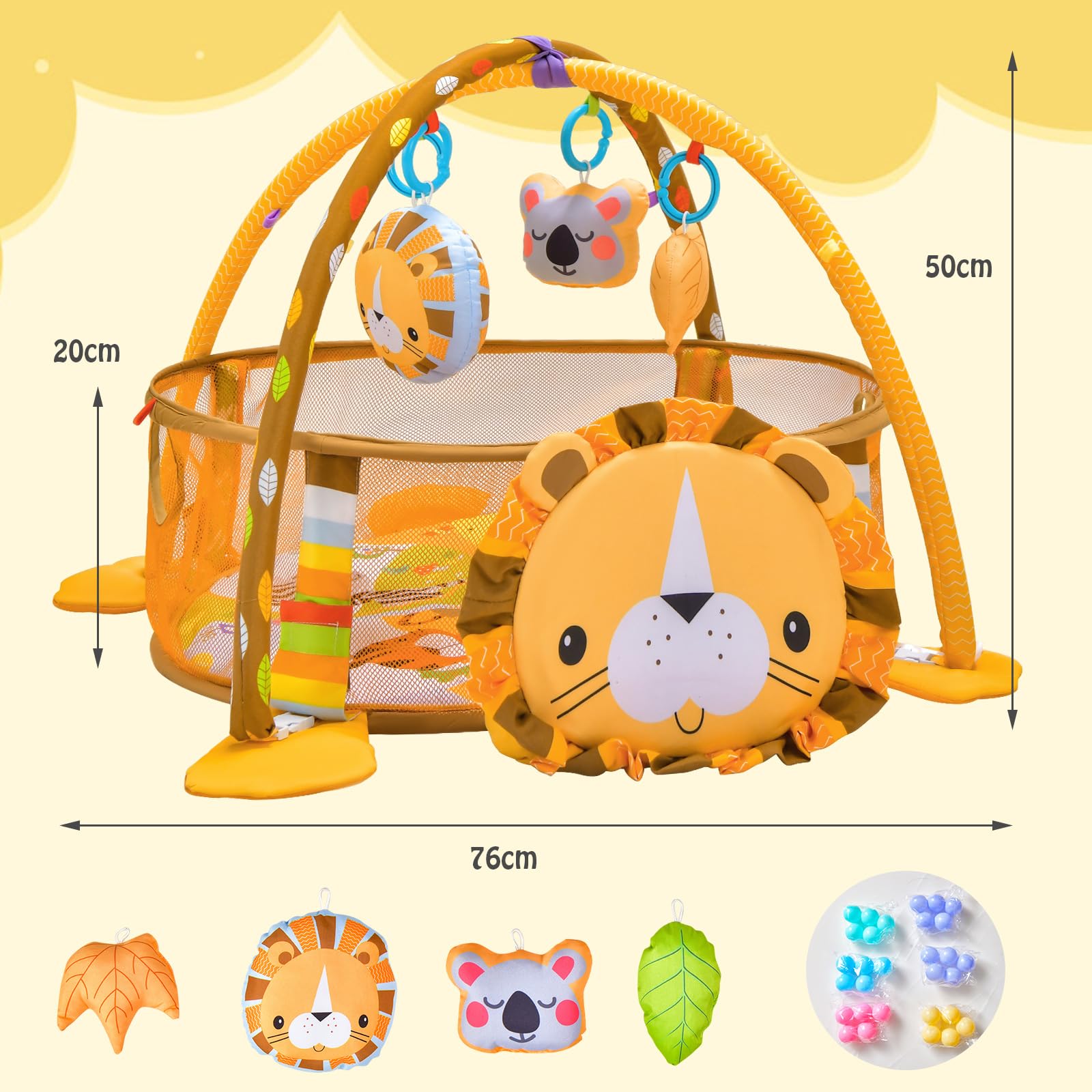 Baby Play Gym, 4-in-1 Baby Play Center for Newborn & Infants w/Soft Padding Mat & Arch Design