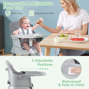 BABY JOY 8 in 1 Baby Highchair Convertible High Chair for Infants w/Adjustable & Washable Tray